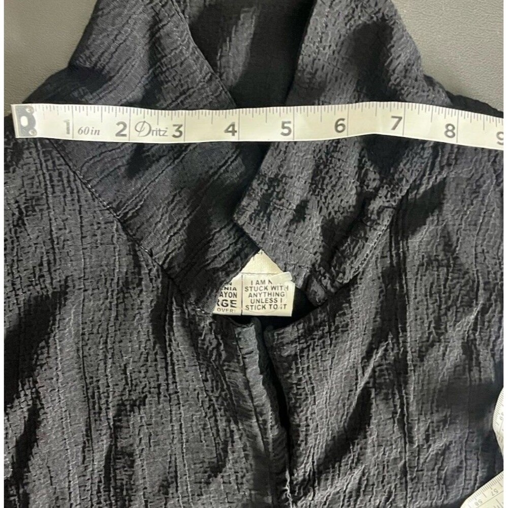 Flax Jeanne Engelhart Size Large Midi Button Front Shirt Dress Black Lagenlook - Picture 6 of 12